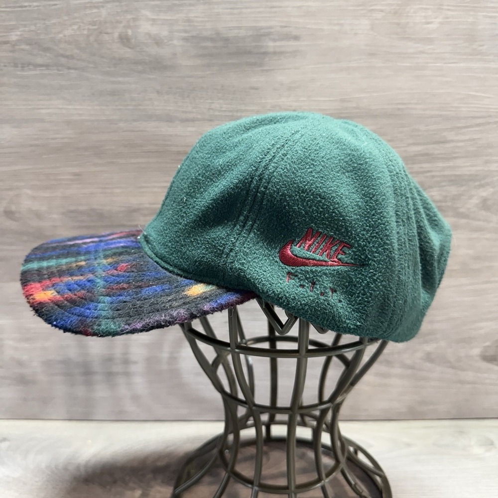 Vtg Nike Fit Fleece Hat Aztec Print Green Geometric Ball Cap RARE!